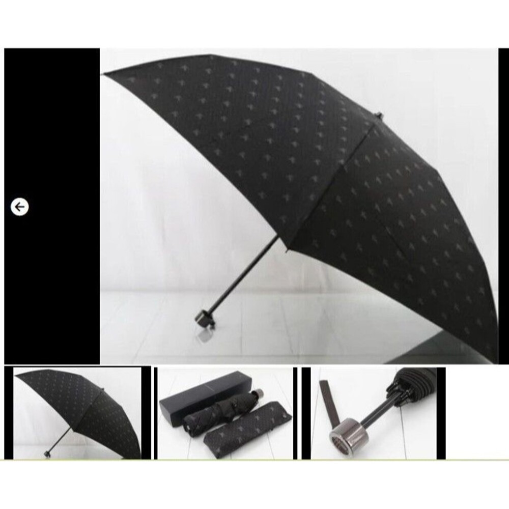 BURBERRY Folding Umbrella All Over Horse Knight Print Black RARE NWT Classic Lux